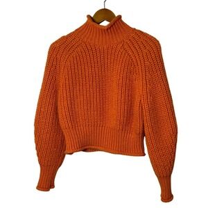 H&M Chunky Knit Turtleneck Sweater in Bright Orange